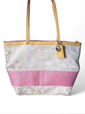 Coach Signature Pink Monogram Tote Bag
